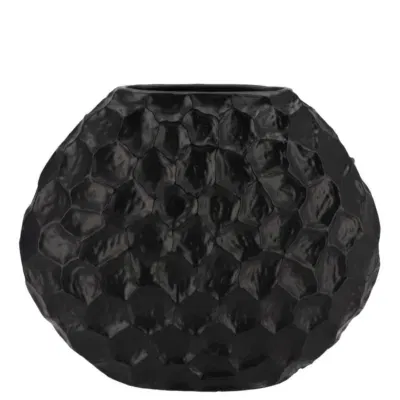 Inga jada black oval vase structure 24x10x20cm