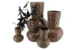 Luxe vaas dots donker parel bruin 13,5x19cm Spikes - Afbeelding 2