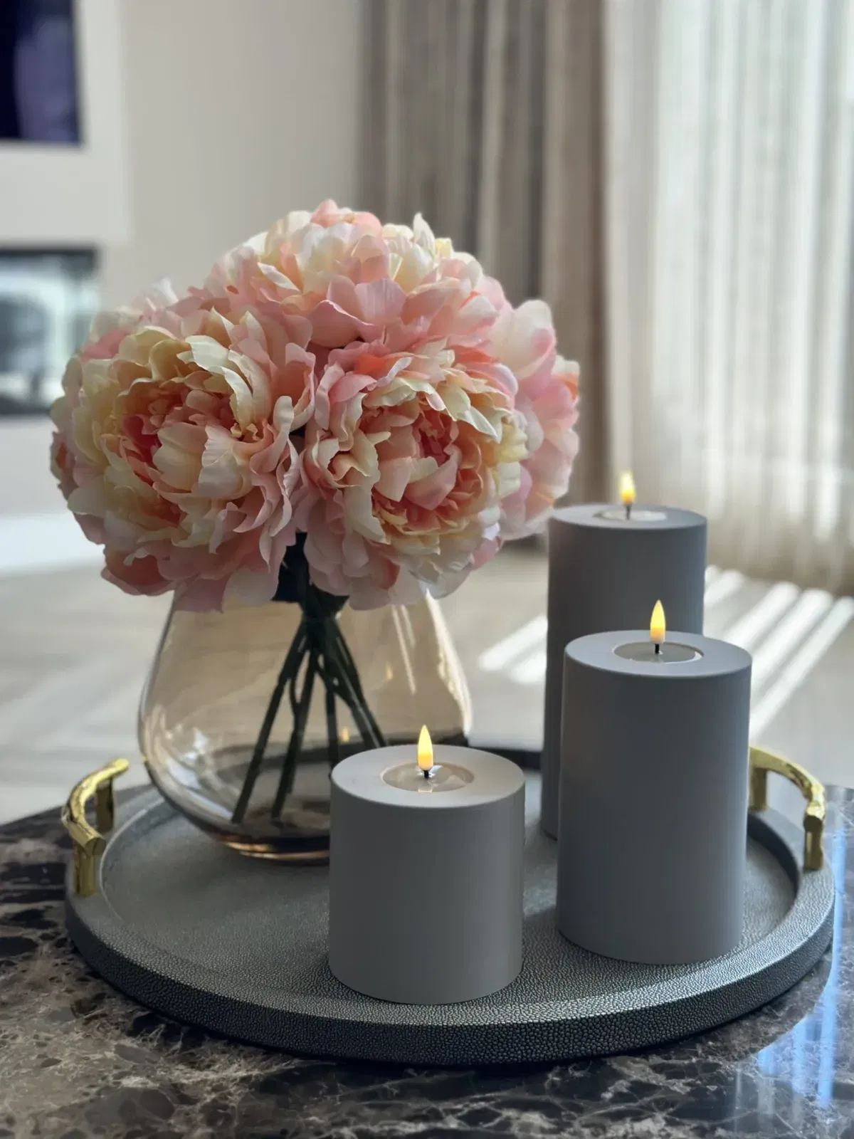 silk poeny boeket windlicht pear coffee