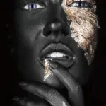 Glasschilderij woman gold afmeting 80 x 120 cm