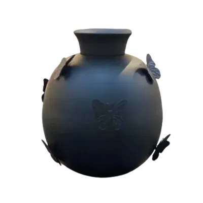 Zwart mat vlindervaas