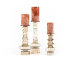 Dekocandle glazen kandelaar set 3 Oyster