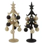 Glitter zwart champagne kerstboom kerstdecoratie 8x25cm