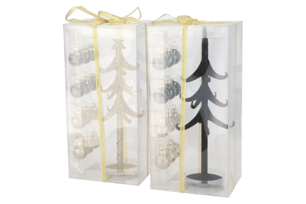 Glitter zwart champagne kerstboom 8x25cm Daan kromhout