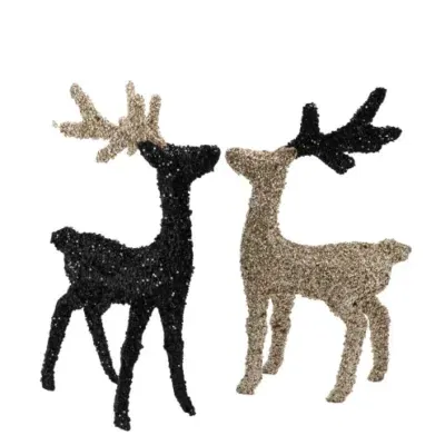 Sparkle zwart goud rendier kerstdecoratie 48x30x6cm