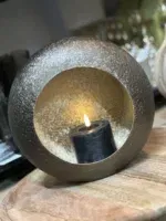 Windlicht goud brons 25 x 11 cm