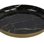 Dienblad rond Marble L zwart / goud