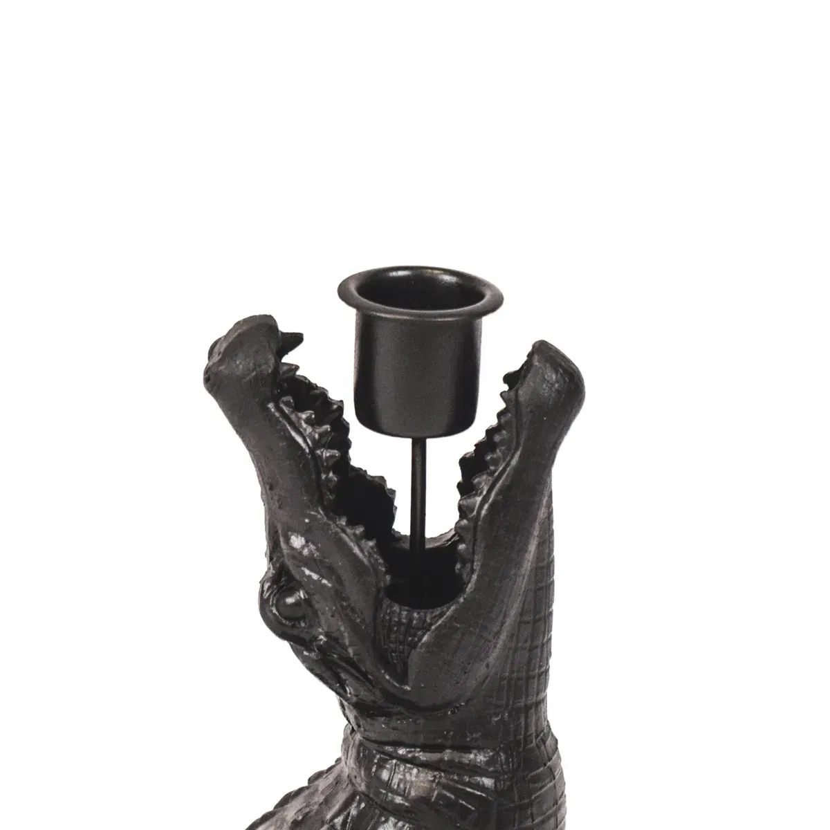 Housevitamin Crocodile krokodil Candle holder - Black zwart - 15x18x12cm