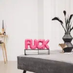 HV Balloon ornament 'Fuck'- 25x3,5x10 cm- Neon Pink roze