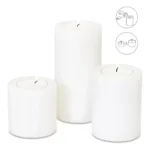 Set van 3 theelichthouders wit, permanente kaars Cornelius