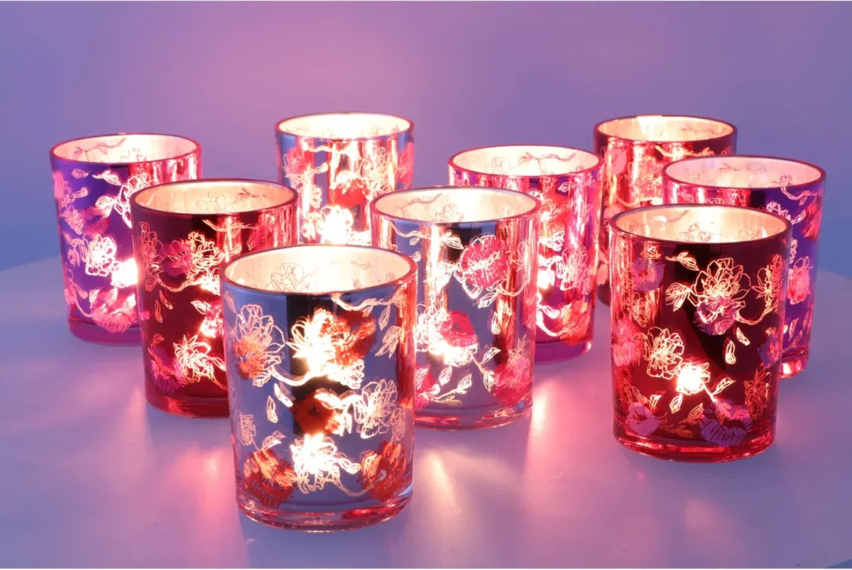 Love You Lips waxinelicht houder roze rood fuchsia 7,3 cm x8 cm