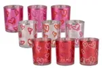 Valentijn tip: Love You hart waxinelicht houder roze rood fuchsia 10cm x 12,5cm