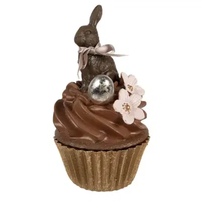 Paasdecoratie Beeld Konijn Bruin 16 cm Cupcake Clayre & Eef