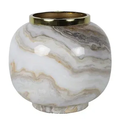 Vaas marmer bruin- L17xB17xH17 CM