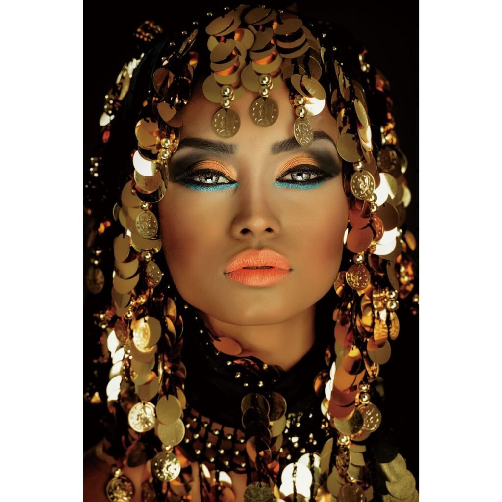 Glasschilderij arabische prinses muntenvrouw 110 x 160 cm
