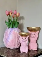 Tulp vaas roze paars pastel 21x21x24cm Daan kroomhout paashaas roze