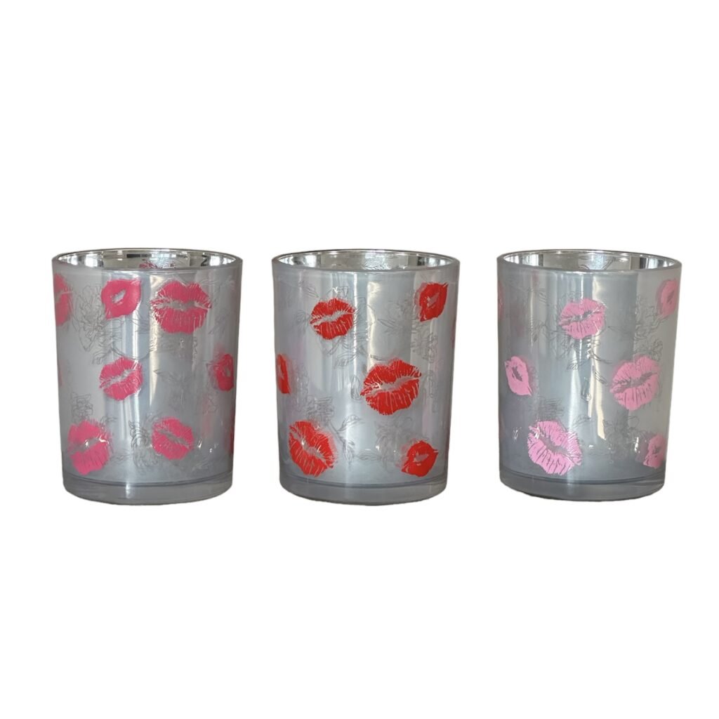 Valentijn tip: Love You Lips waxinelicht houder zilver 10cm x 12,5cm