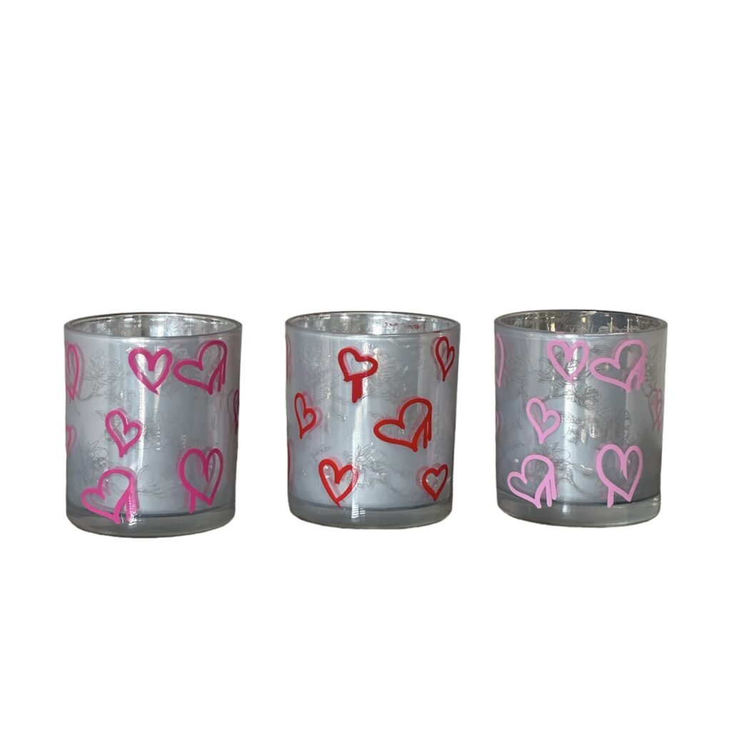 Valentijn tip: Love You hart waxinelicht houder Zilver 7,3cm x 8cm
