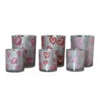 Valentijn tip: Love You hart waxinelicht houder Zilver 7,3cm x 8cm