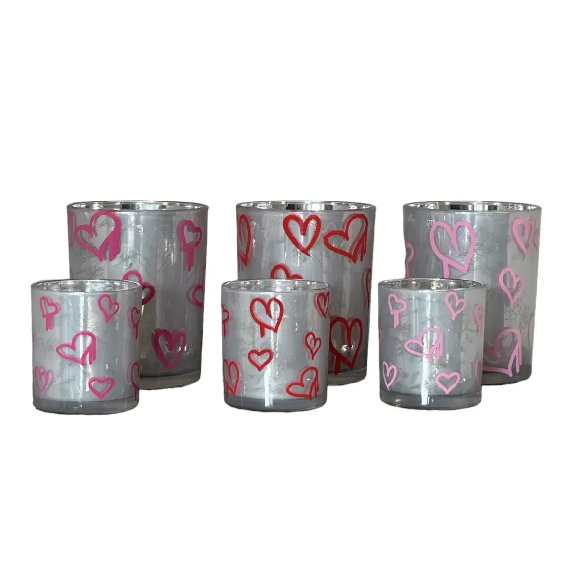 Valentijn tip: Love You hart waxinelicht houder Zilver 7,3cm x 8cm