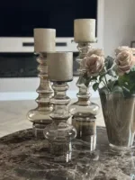 Kandelaar set of 3 – Oyster glazen kandelaar decocandle