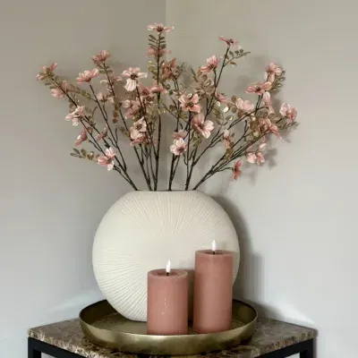 Complete woonaccessoires set roze goud met beige vaas ovaal