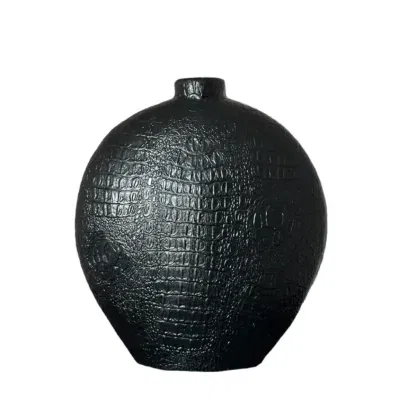 Croco luxe vaas zwart 28 cm x 30 cm