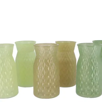 Vaas glas diamond groen tinten 12x20cm
