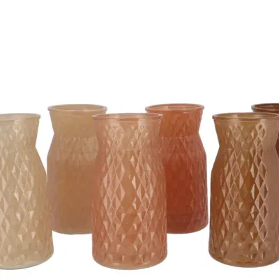 Vaas glas diamond bruin tinten 12x20cm