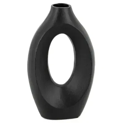 Luxe vaas met gat zwart 18x5x30cm