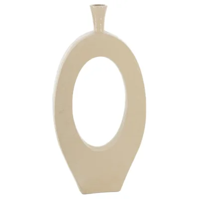 Vaas met gat ovaal beige taupe aluminium 24x6x60cm