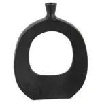 Vaas met gat rond zwart aluminium 31x5x40cm
