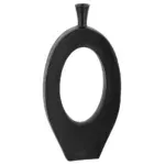 Vaas met gat ovaal zwart aluminium 24x6x50cm