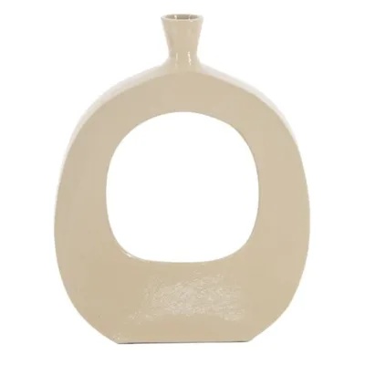 Vaas met gat rond taupe beige aluminium 31x5x40cm