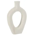 Houten donut vaas wit 17,5x5x27,5cm