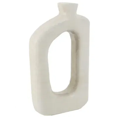 Houten donut vaas wit 18x6x31cm