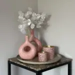 Complete woonaccessoires salontafel set beige roze