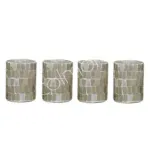 Waxinelichthouder beige naturel 7x7x10cm