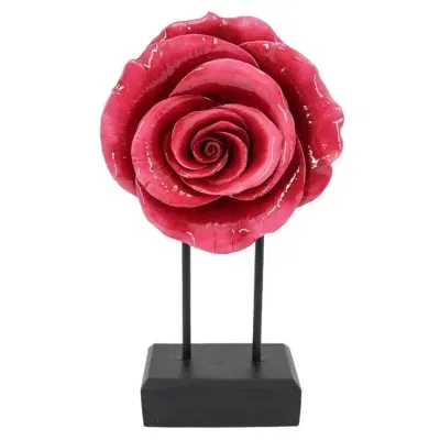 Decoratie standaard roos ornament rood 26 cm