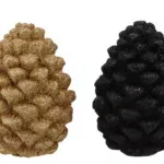 Dennenappel glitter herfstdecoratie goud zwart 9x9x13cm