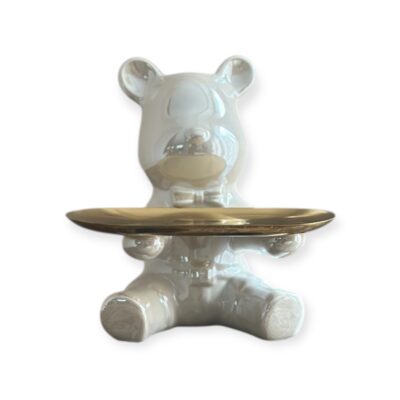 Beer met dienblad schaaltje beeld wit parelmoer