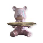 Beer met dienblad schaaltje beeld roze parelmoer