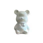 beer beeldje zittend wit parelmoer 7,5x12cm