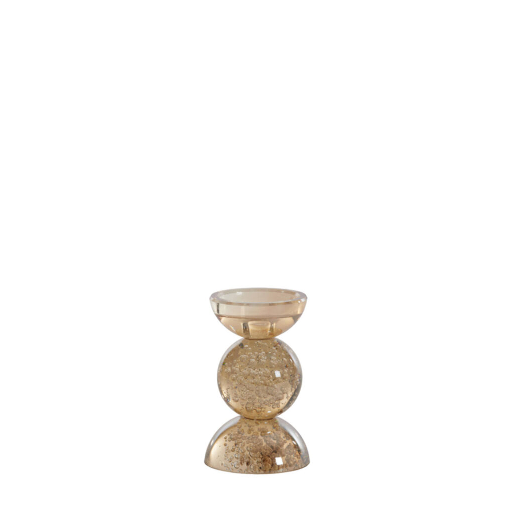 Kandelaar ITINGA glas bubbel amber luster s | Light & Living
