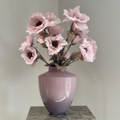 Tugela vaas pastel roze met zijden bloem boeket