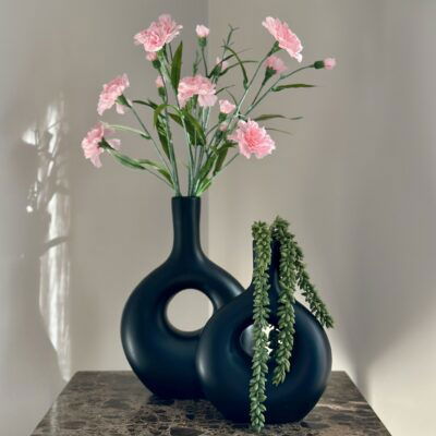 Complete decoratie set met zwarte vaasjes