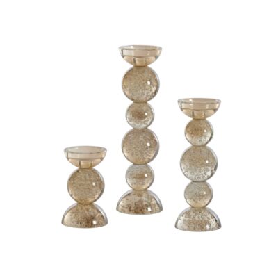 Light & Living glazen kandelaren set van 3 amber luster