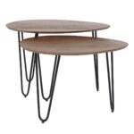 Salontafel Fabio Organisch – bruin Mangohout en zwarte tafelpoten– Set van 2