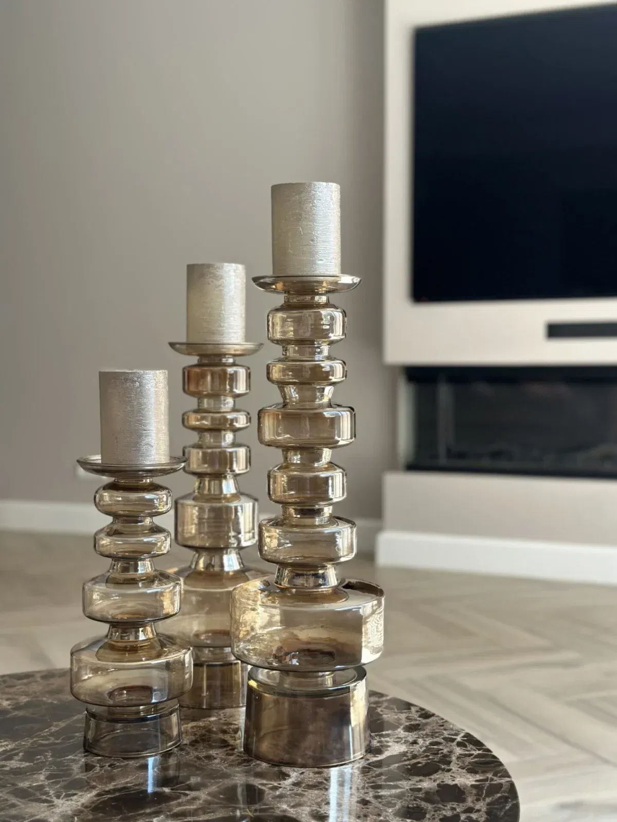 Glazen luster kandelaren set 3