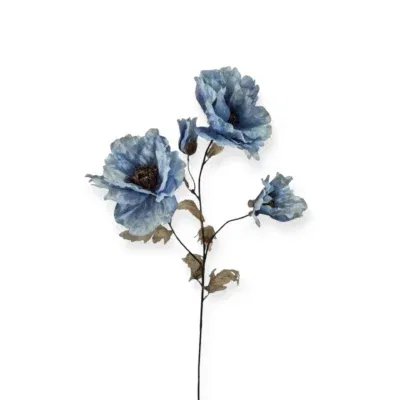 Losse zijden bloem poppy blauw 107 cm